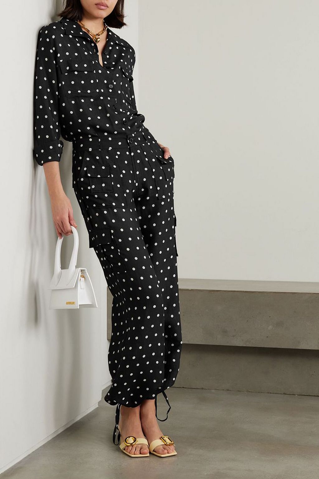 LESLIE AMON Timeless polka-dot modal and silk-blend shirt