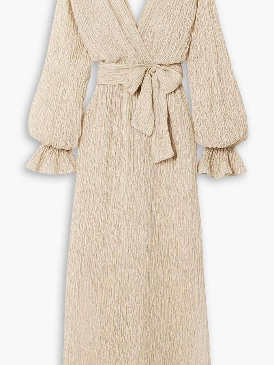 mahria belted linen and cotton-blend maxi dress