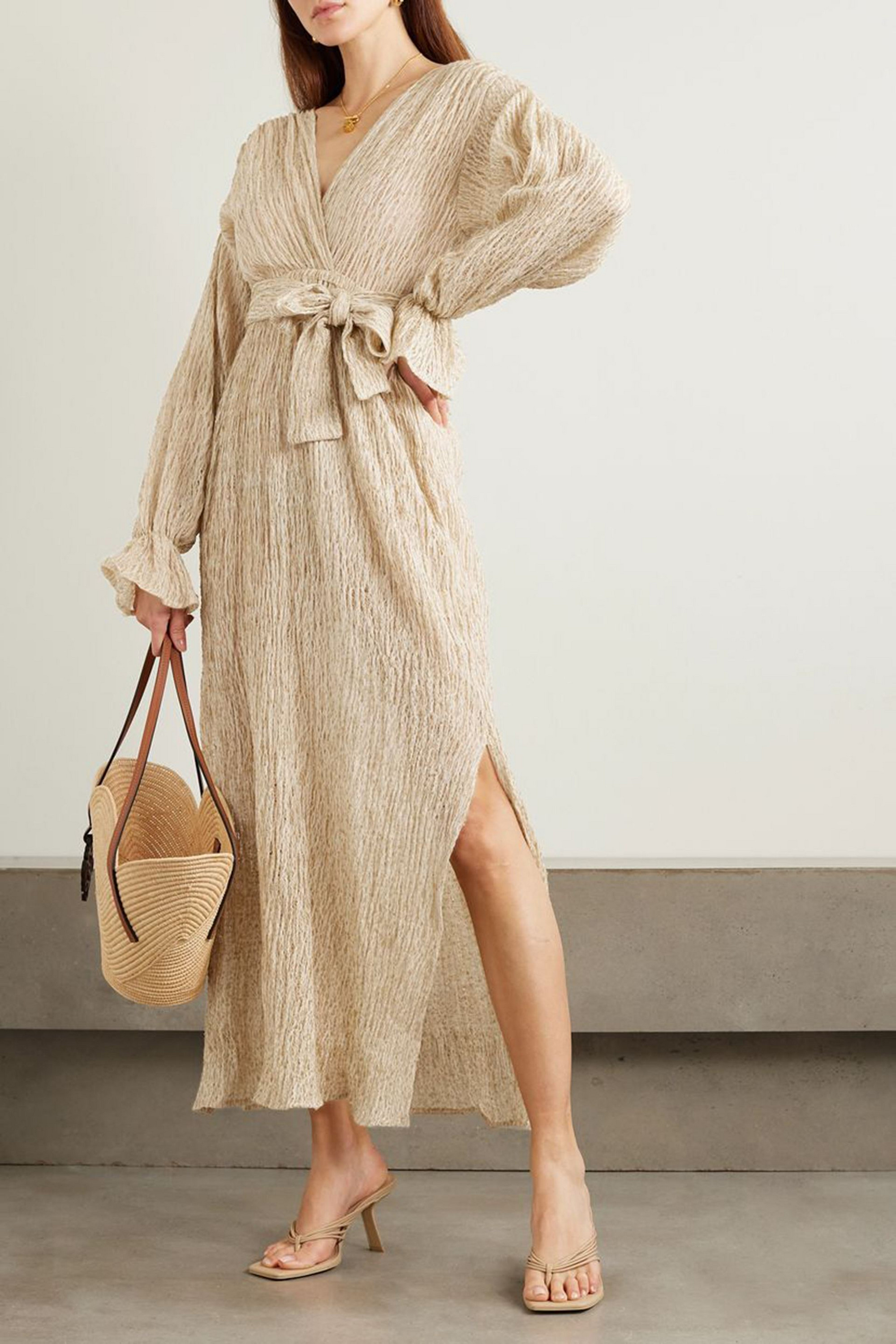 Savannah Morrow Mahria belted linen and cotton-blend maxi dress