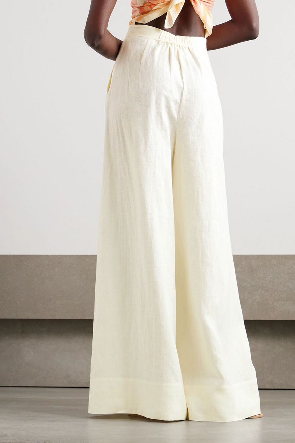 PEONY SWIMWEAR Pleated linen wide-leg pants