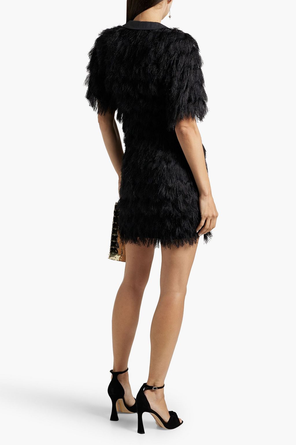 GANNI Fringed woven mini dress