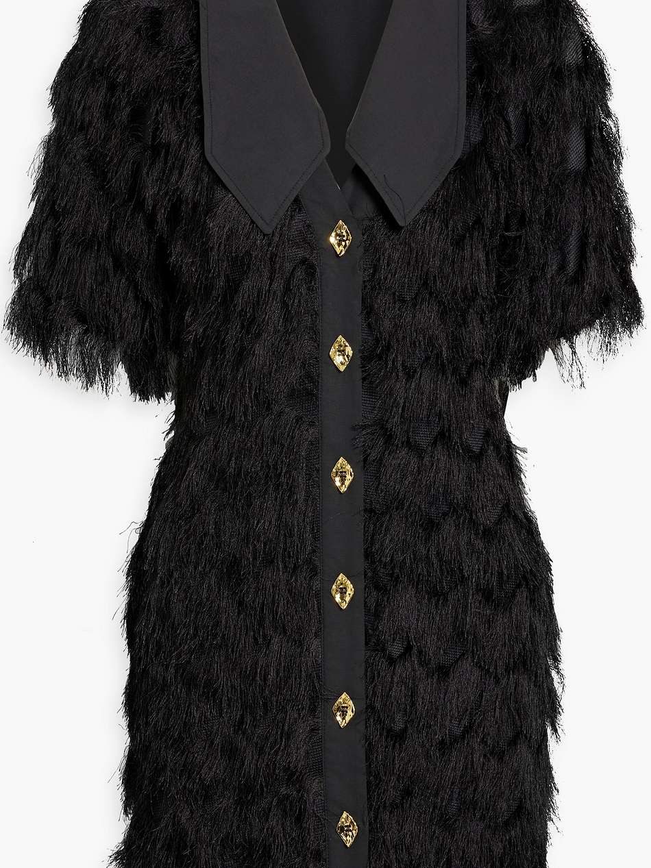 fringed woven mini dress