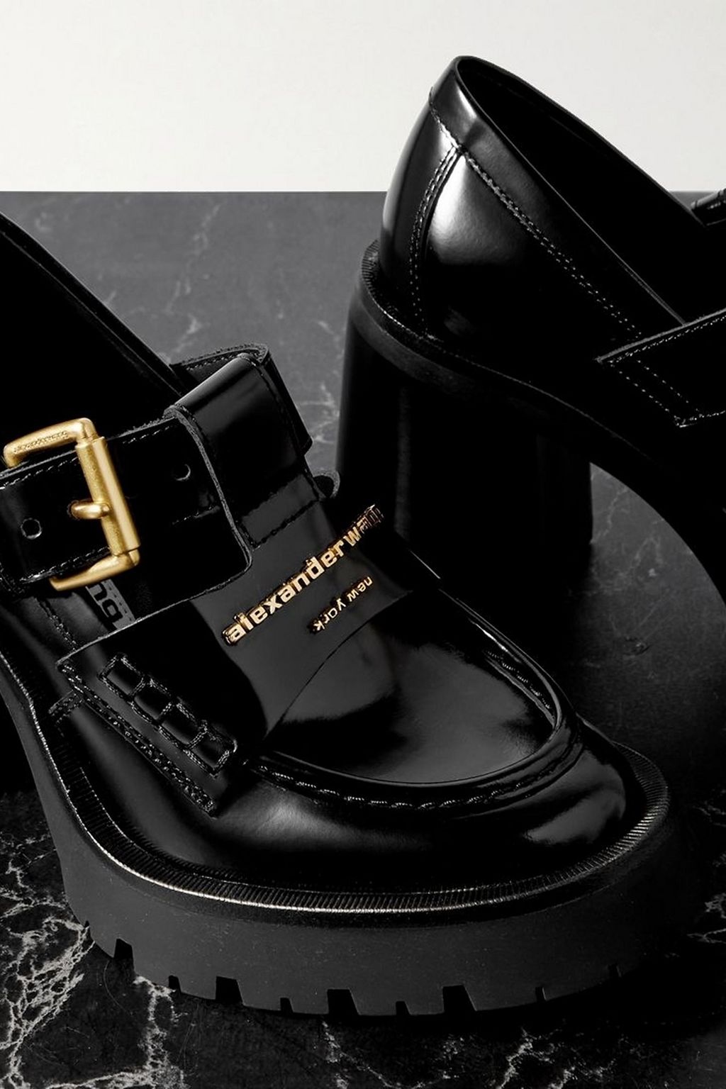 ALEXANDER WANG Carter embellished patent-leather platform pumps