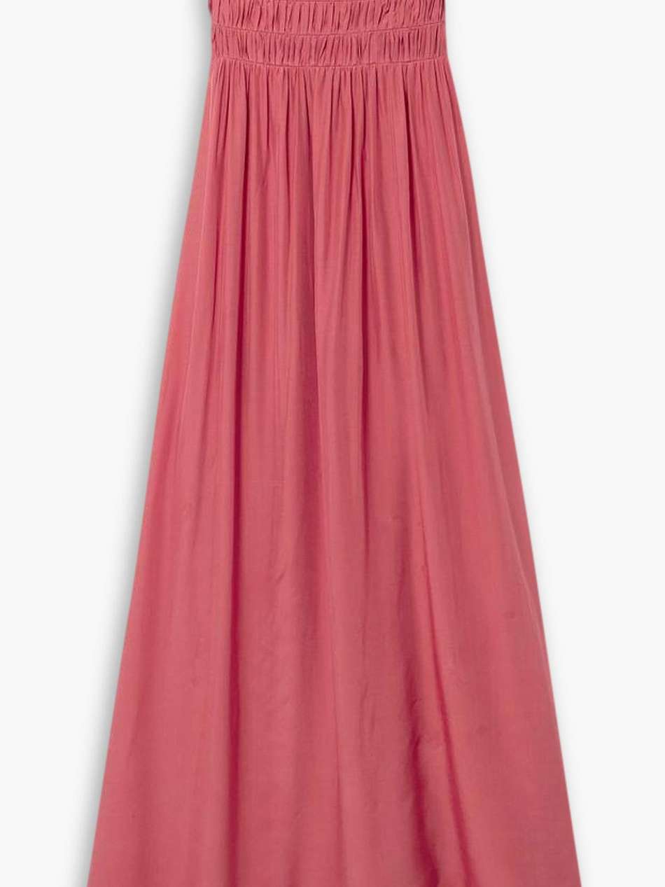 strapless smocked ecovero™ and silk-blend maxi dress