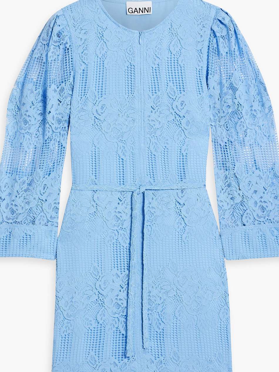 belted lace mini dress