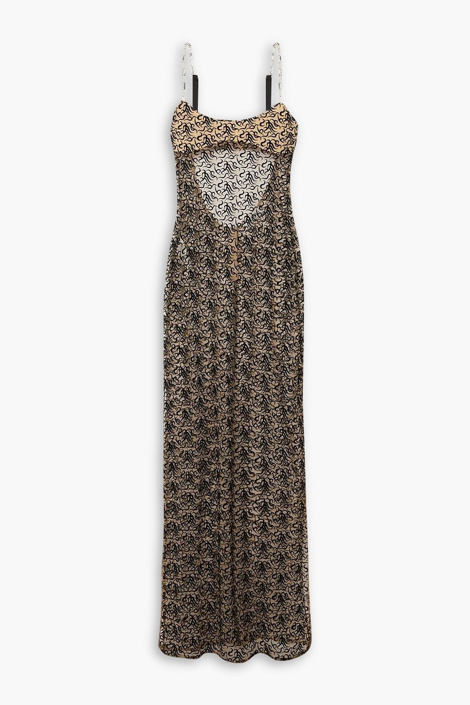 Attico Motif-embroidered Semi-sheer Maxi Dress In Neutrals