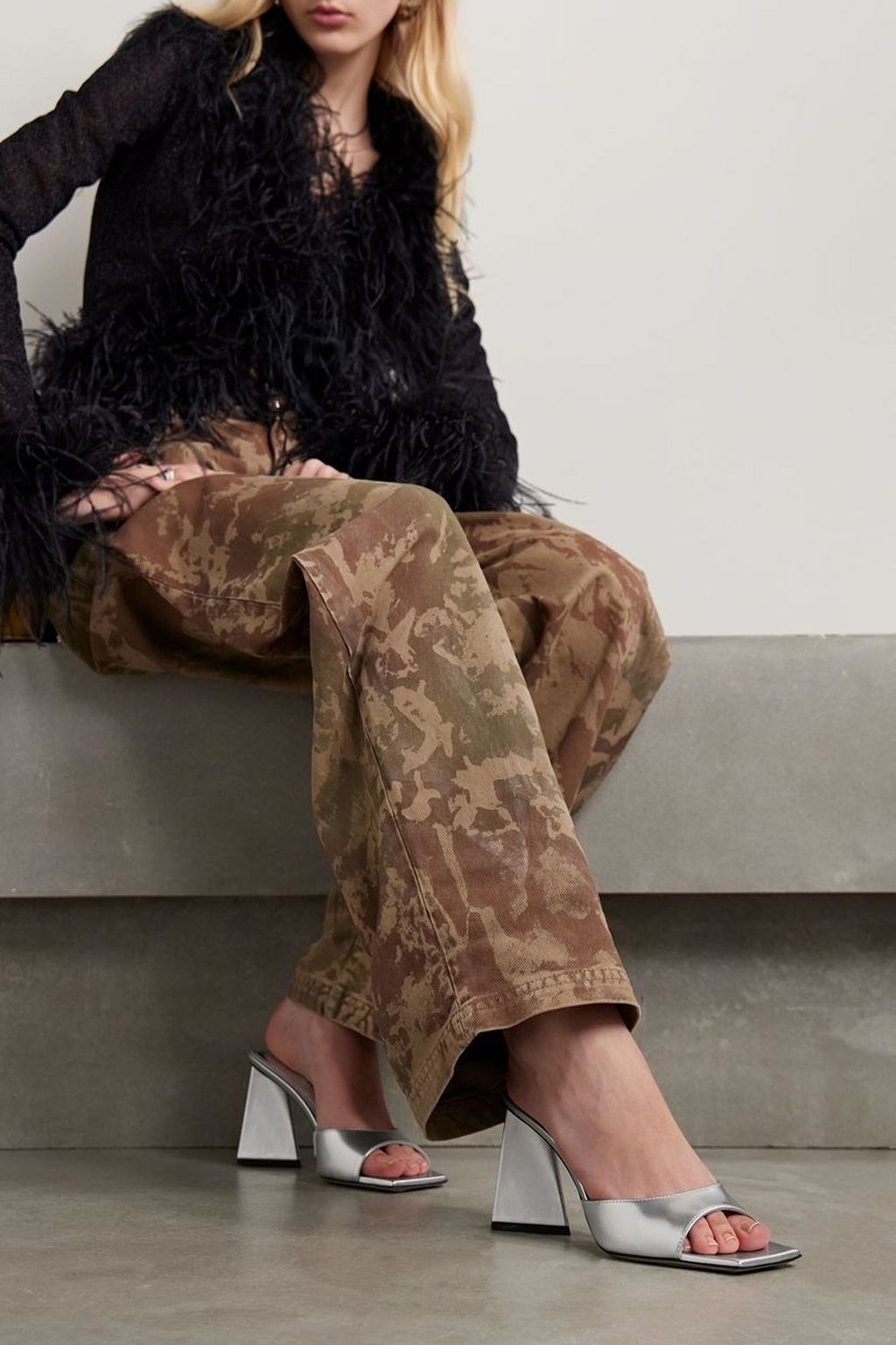 THE ATTICO Mini Devon metallic leather mules