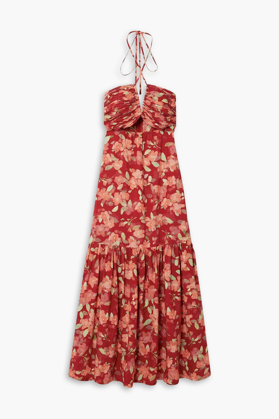 Peony Swimwear Reminisce Floral-print Cotton And Ecovero™-blend Maxi Dress In Purpurrot