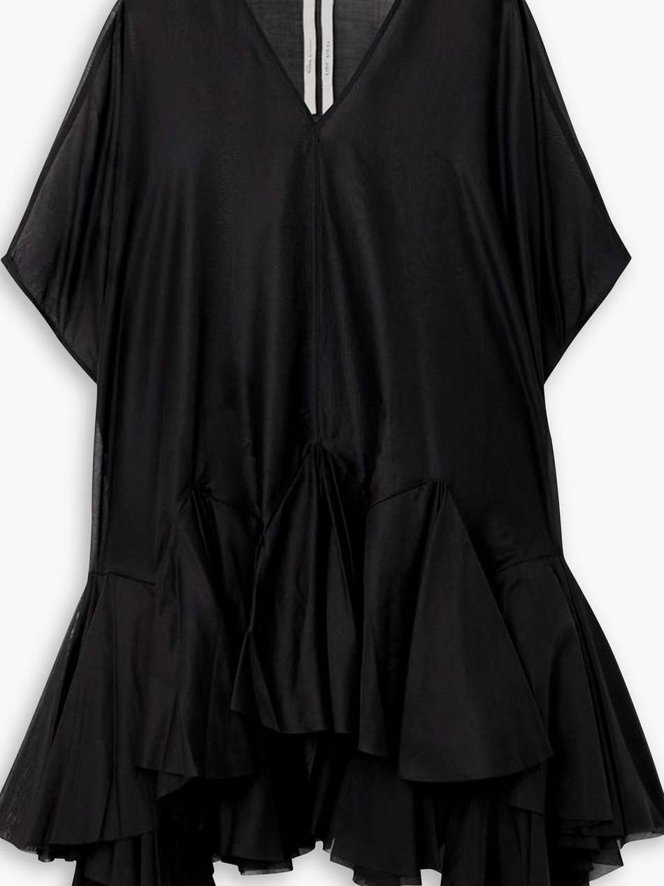 divine pleated cotton-gauze mini dress