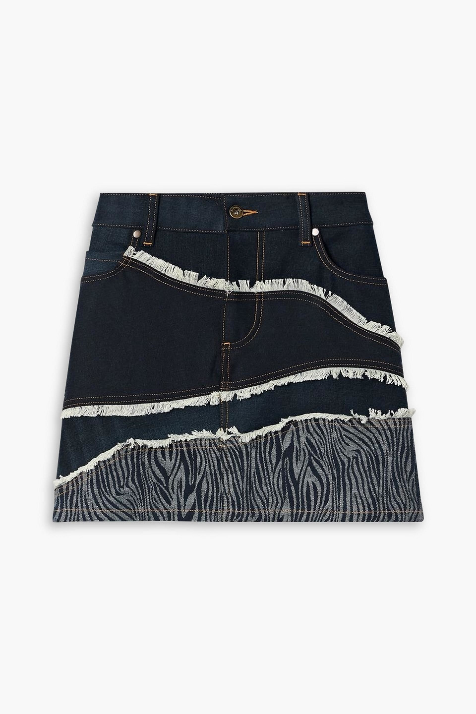 Ahluwalia Panelled Denim Miniskirt In Dark Denim