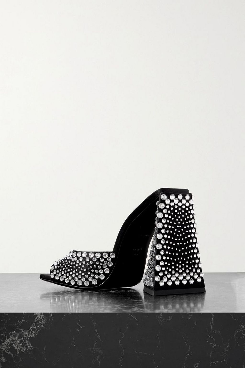 THE ATTICO Devon crystal-embellished satin mules
