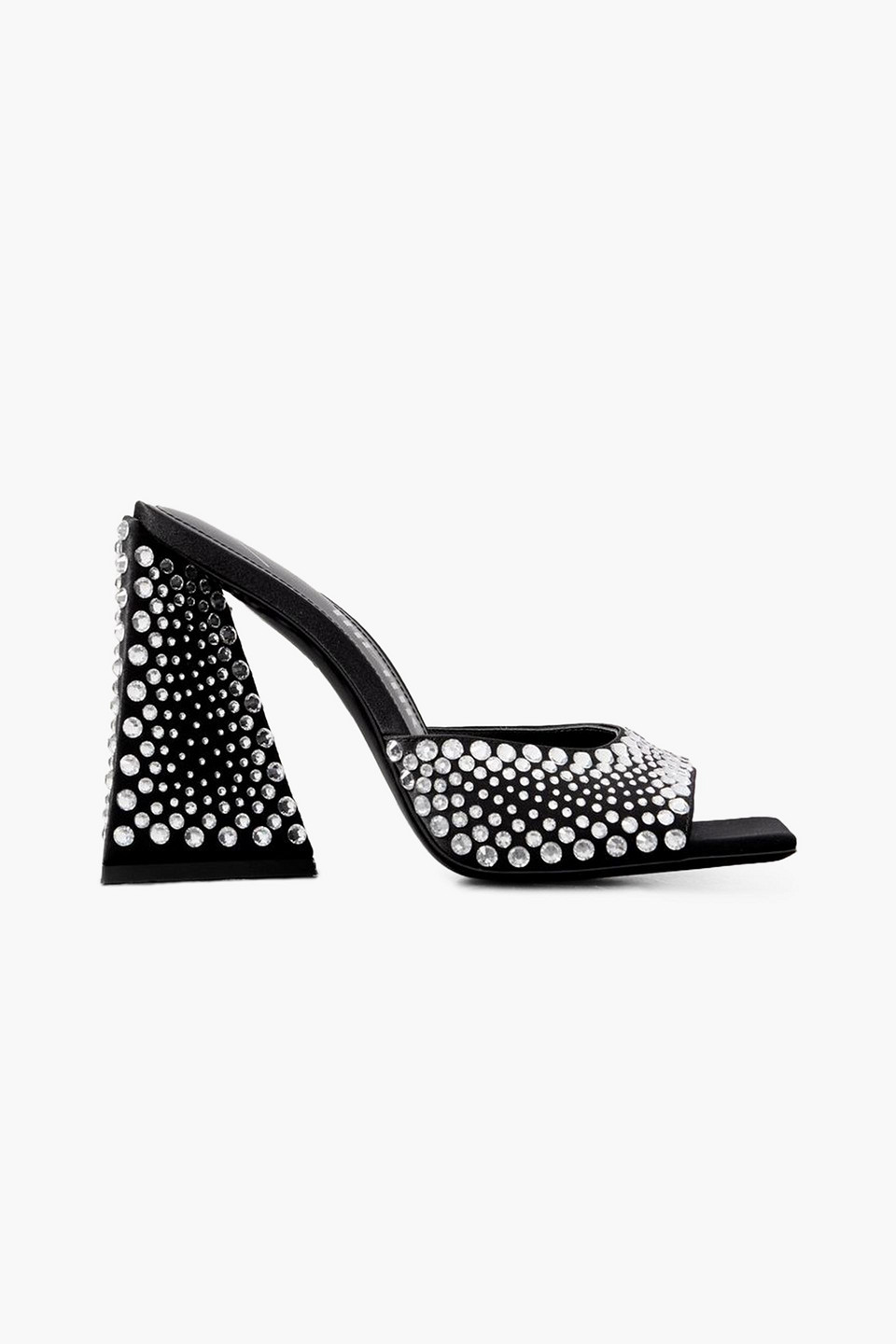Attico Devon Satin Mules With Crystals In Black