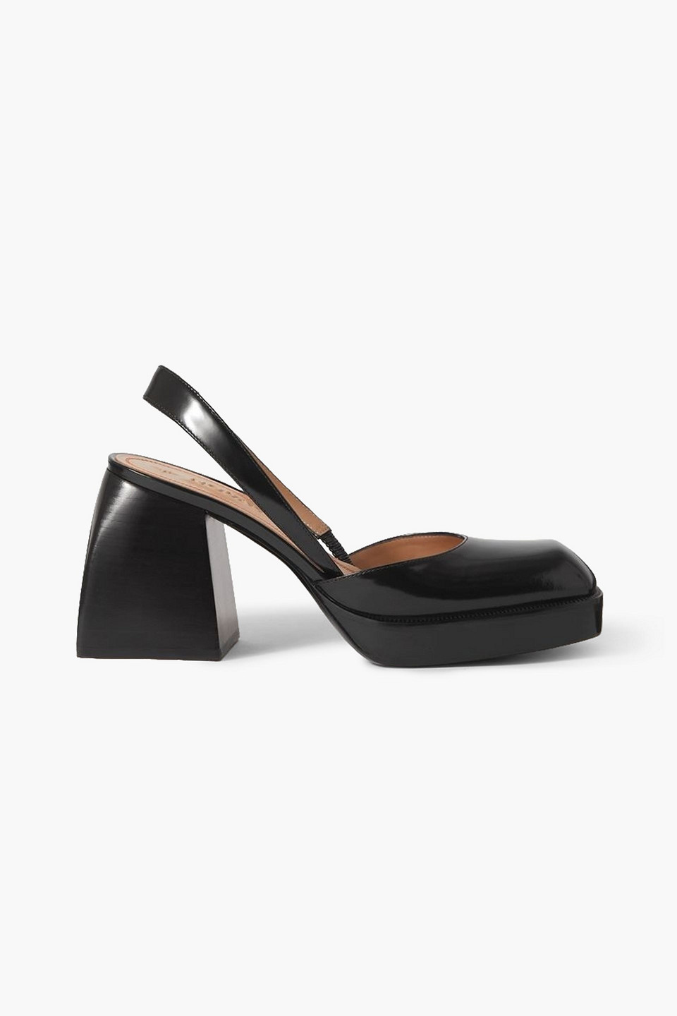 Nodaleto Bulla Jones Glossed-leather Slingback Platform Pumps In Black