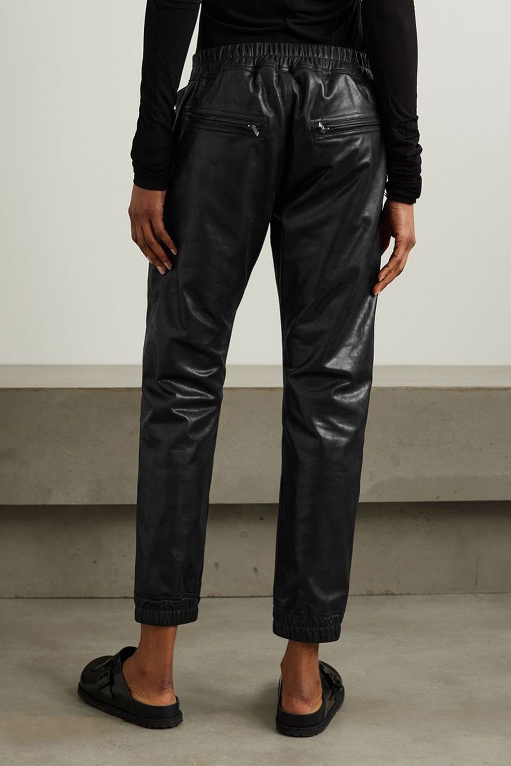 RICK OWENS Leather tapered pants