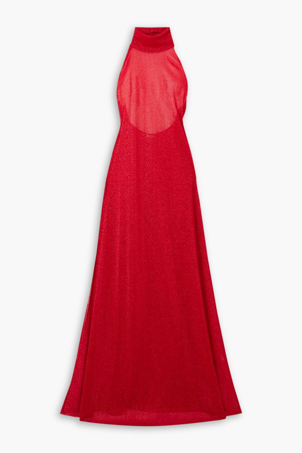 Oseree Lumière Stretch-knit Halterneck Maxi Dress In Red