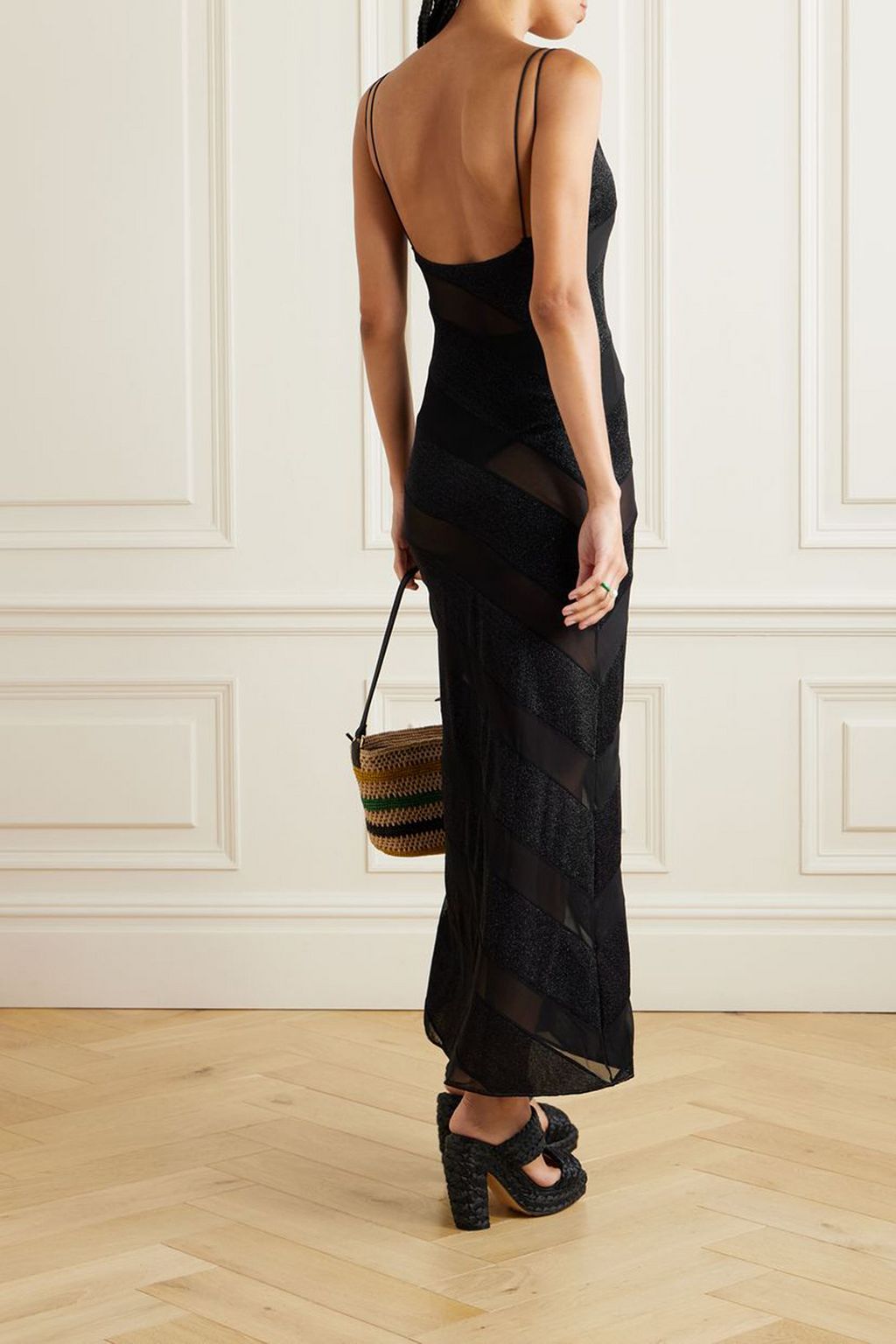 OSÉREE Lumière Twist metallic stretch-knit and tulle maxi dress