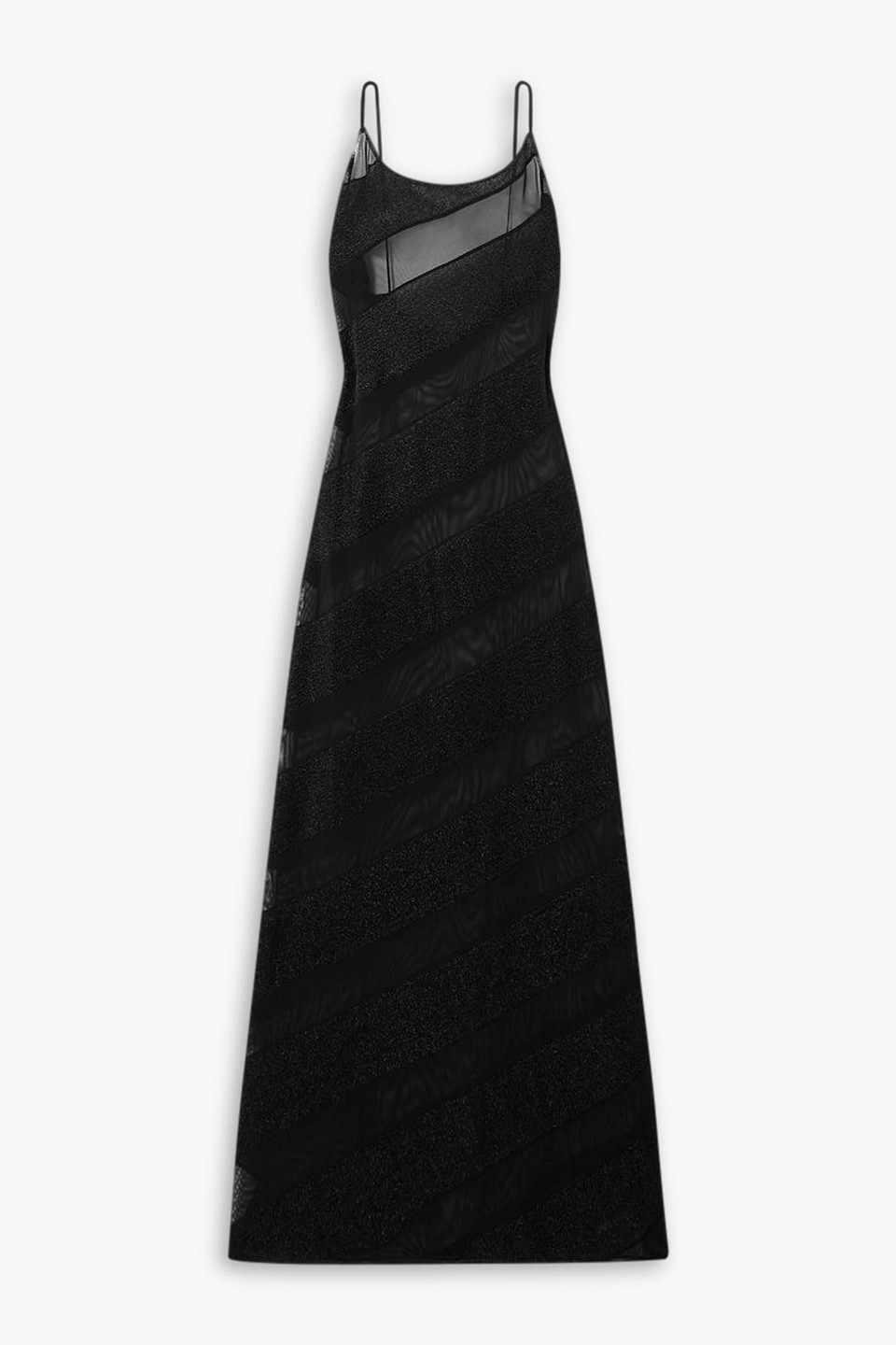 OSEREE LUMIÈRE TWIST METALLIC STRETCH-KNIT AND TULLE MAXI DRESS