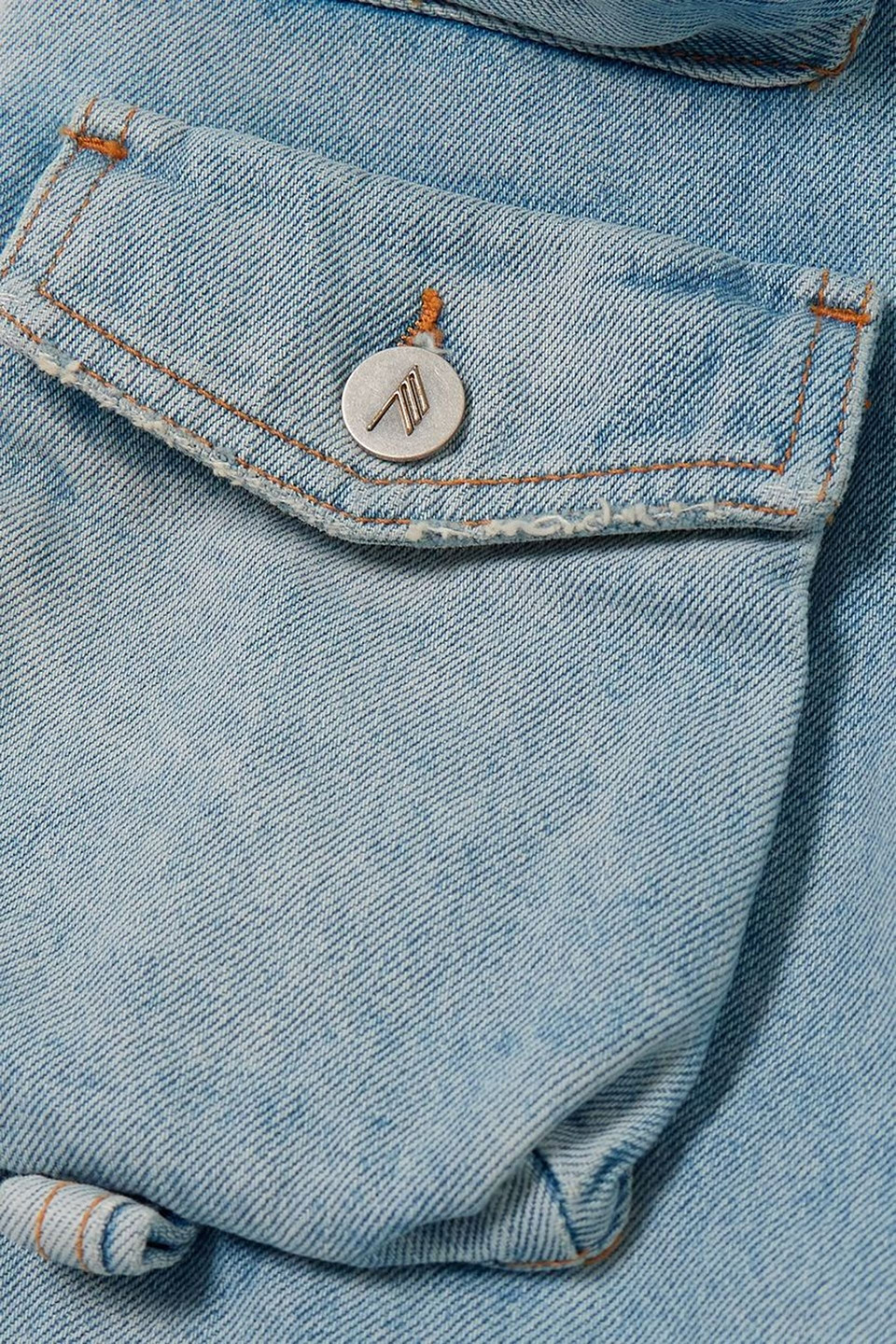 Shop Attico Denim Midi Skirt In Light Denim