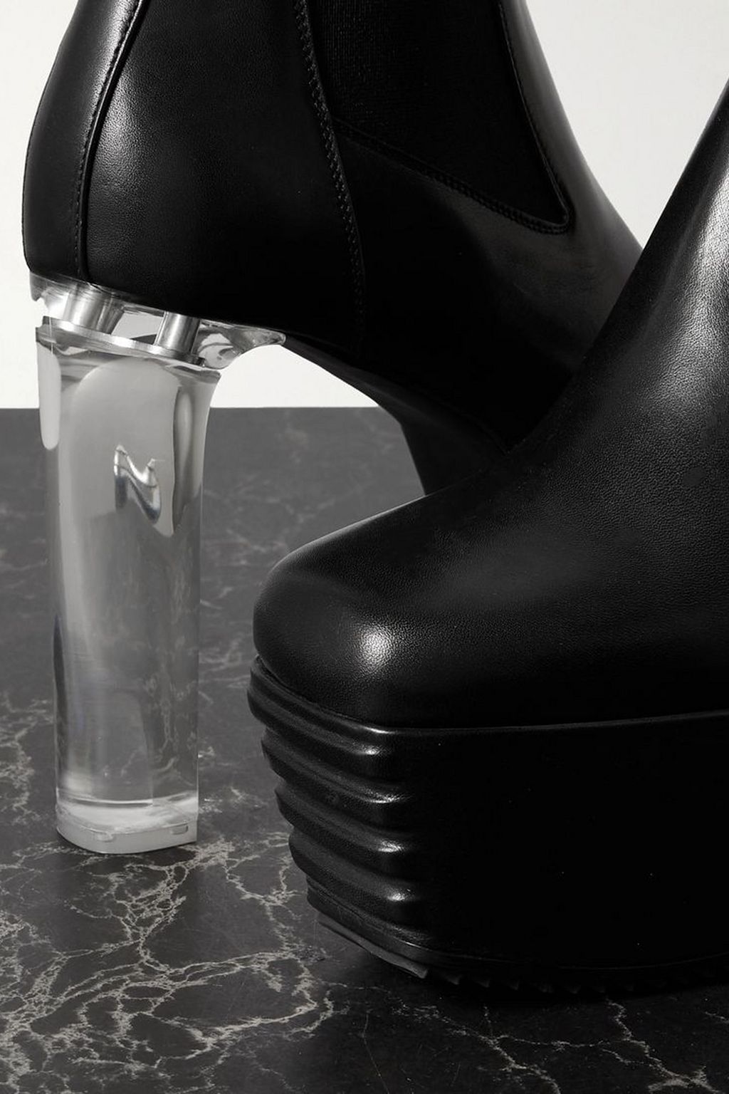 RICK OWENS Minimal Grill Beatle leather platform ankle boots