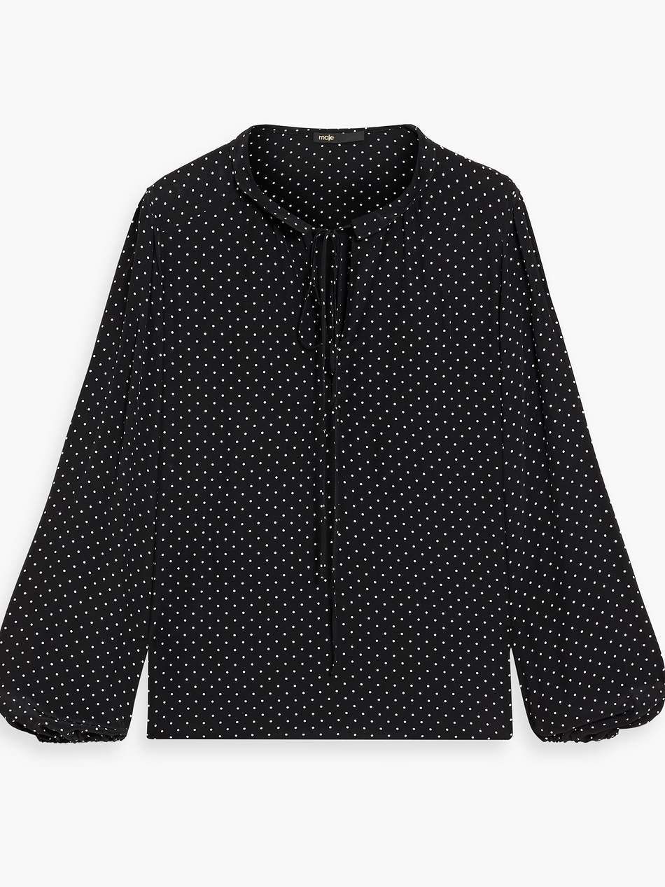 polka-dot crepe blouse
