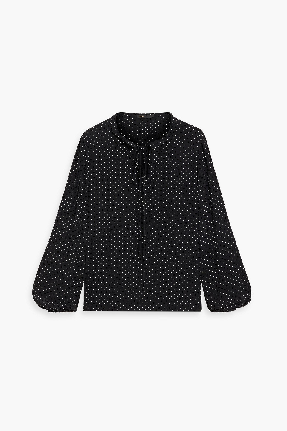 Maje Polka-dot Crepe Blouse In Black