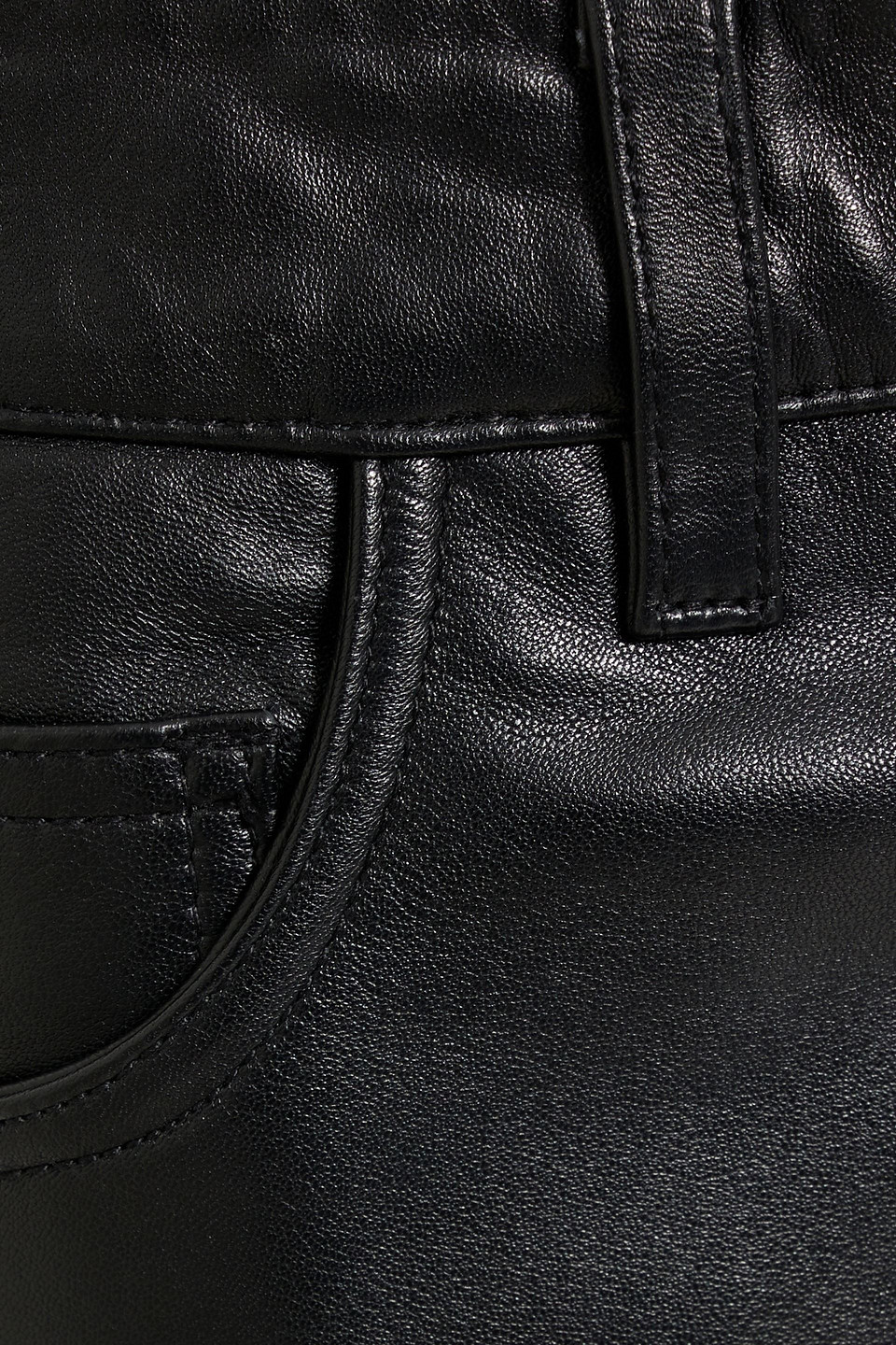 Maje Cropped Leather Straight-leg Pants In Black