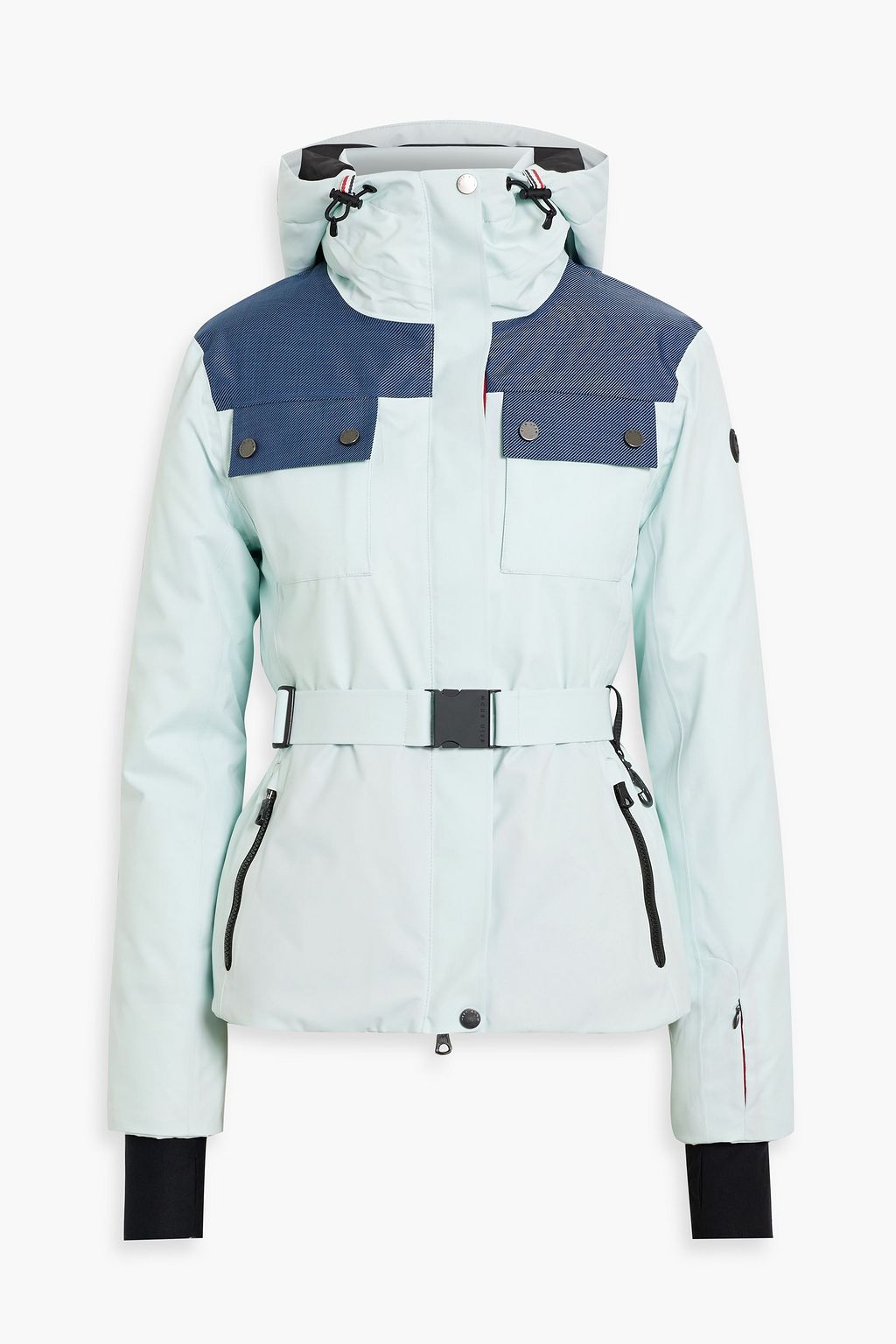 Erin Snow Diana Two Tone Hooded Ski Jacket Women Sky Blue Jackets US 6