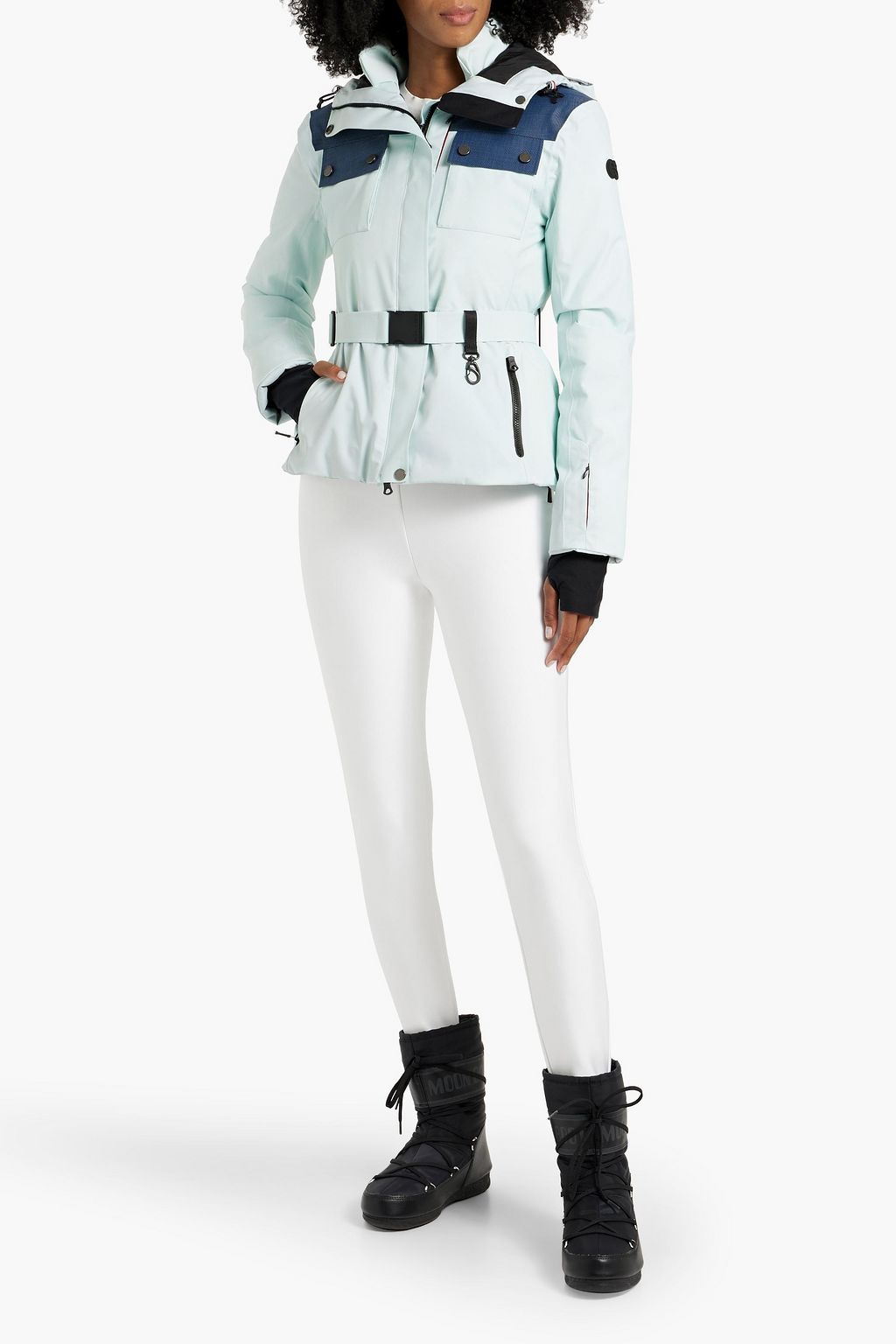 ERIN SNOW Diana hooded belted twill-trimmed ECO Sporty ski jacket