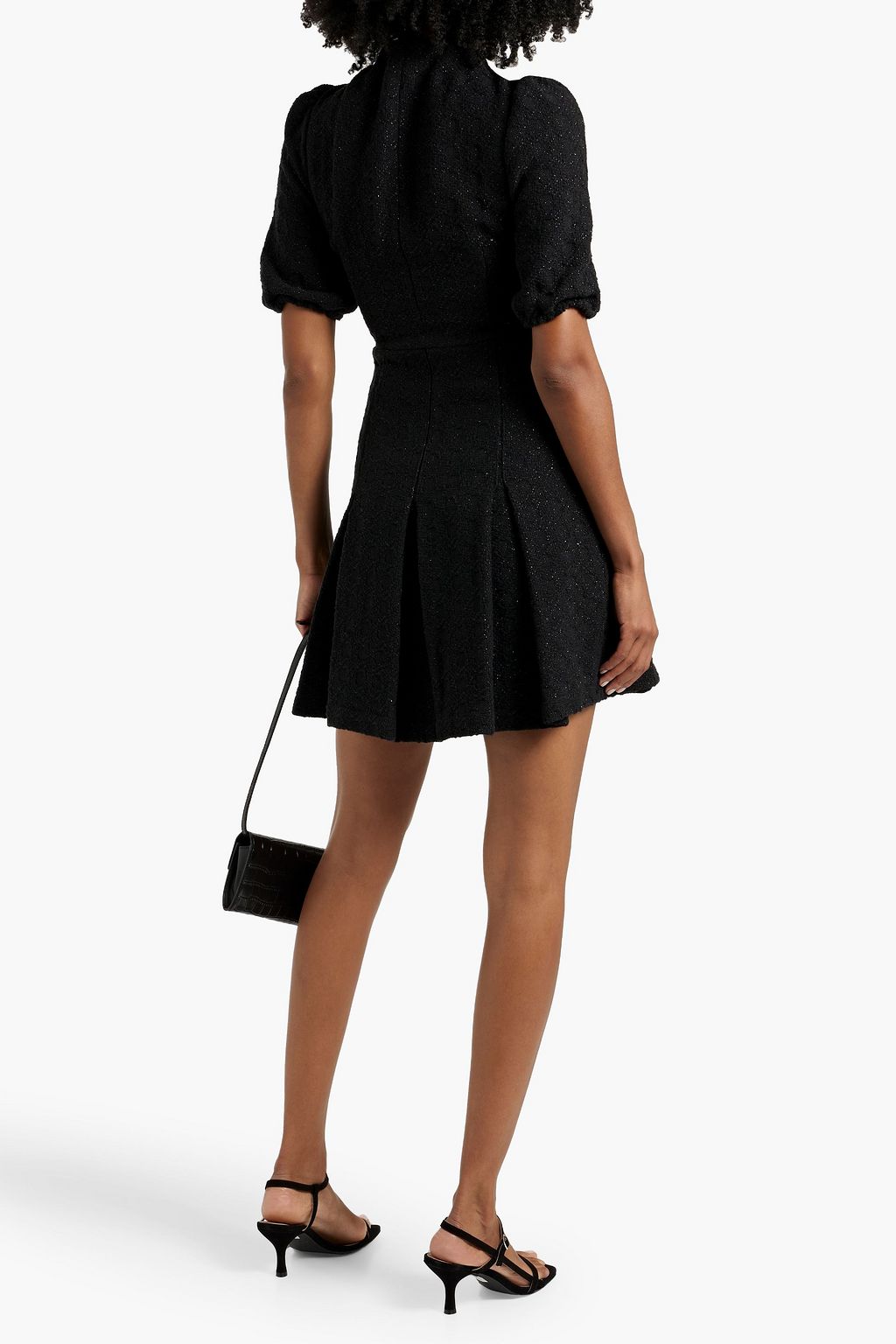 MAJE Wrap-effect metallic tweed mini dress