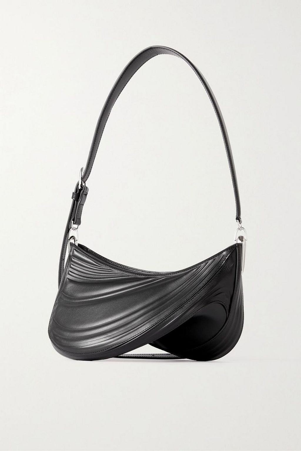 MUGLER Spiral Curve 01 embossed leather shoulder bag