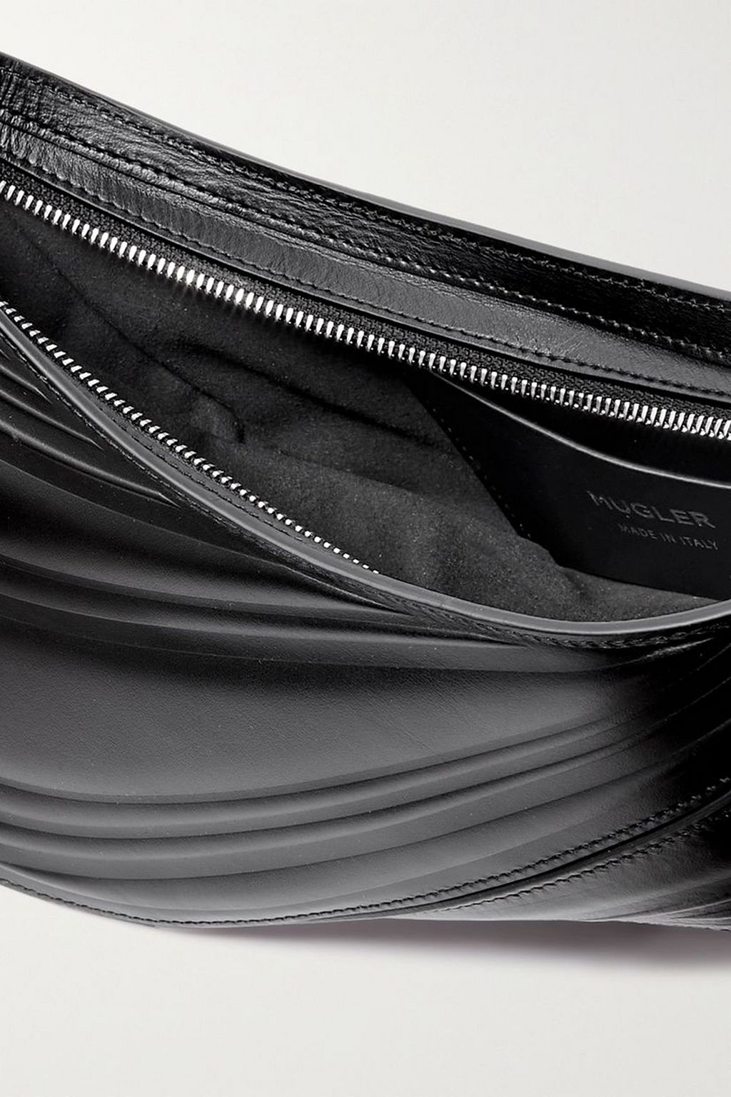 MUGLER Spiral Curve 01 embossed leather shoulder bag