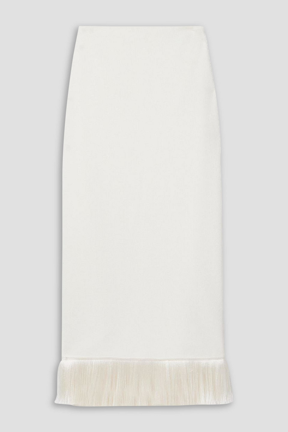Patbo Fringed Stretch-ponte Midi Skirt In Ivory