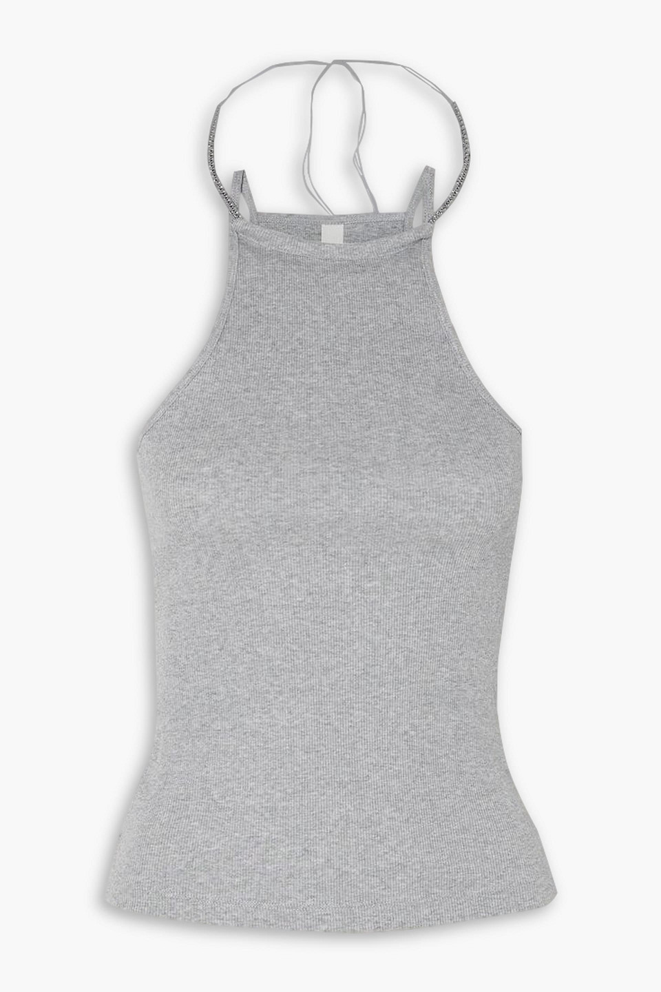 Dion Lee Barball Bead-embellished Ribbed Cotton-jersey Tank In Light Gray