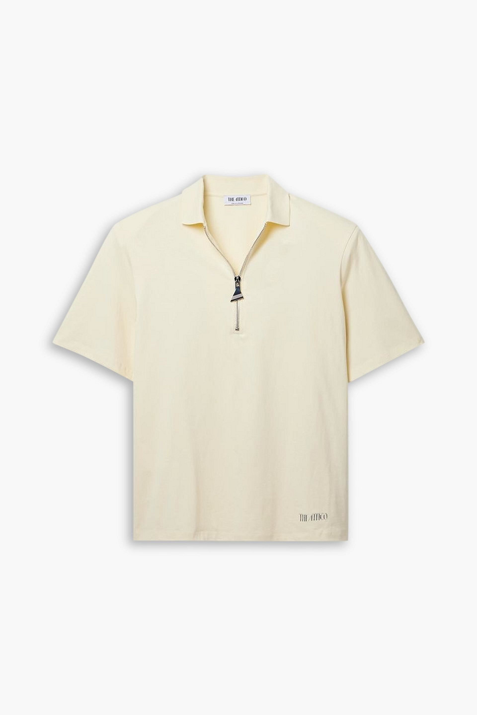 Attico Half-zip Cotton-jersey T-shirt In Pastel Yellow