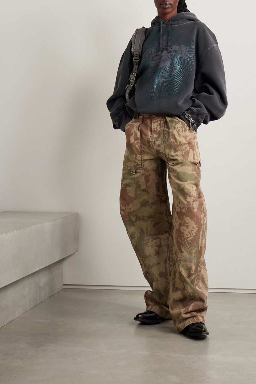 THE ATTICO Effie camouflage-print cotton-twill wide-leg pants