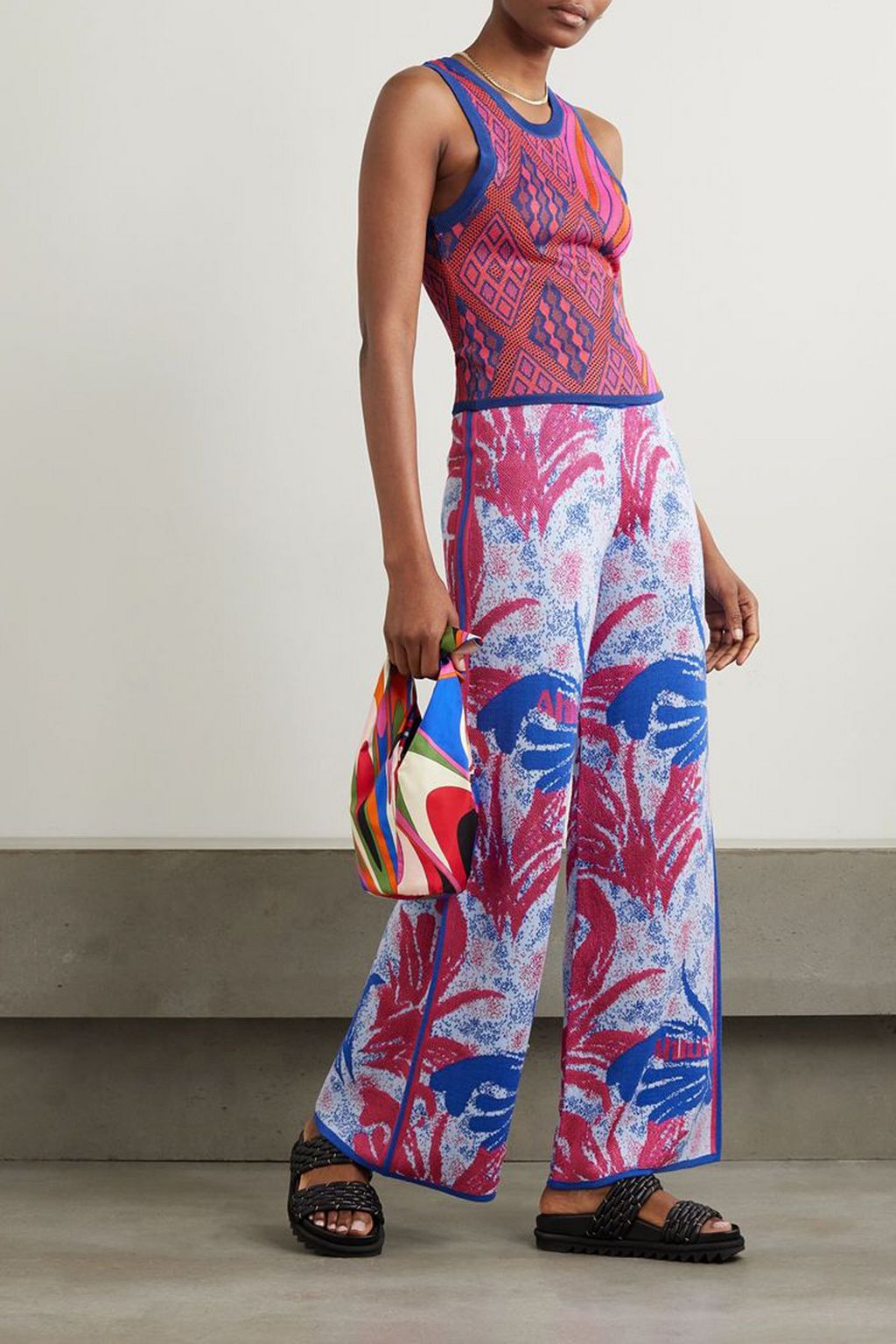 AHLUWALIA Femi jacquard-knit tank