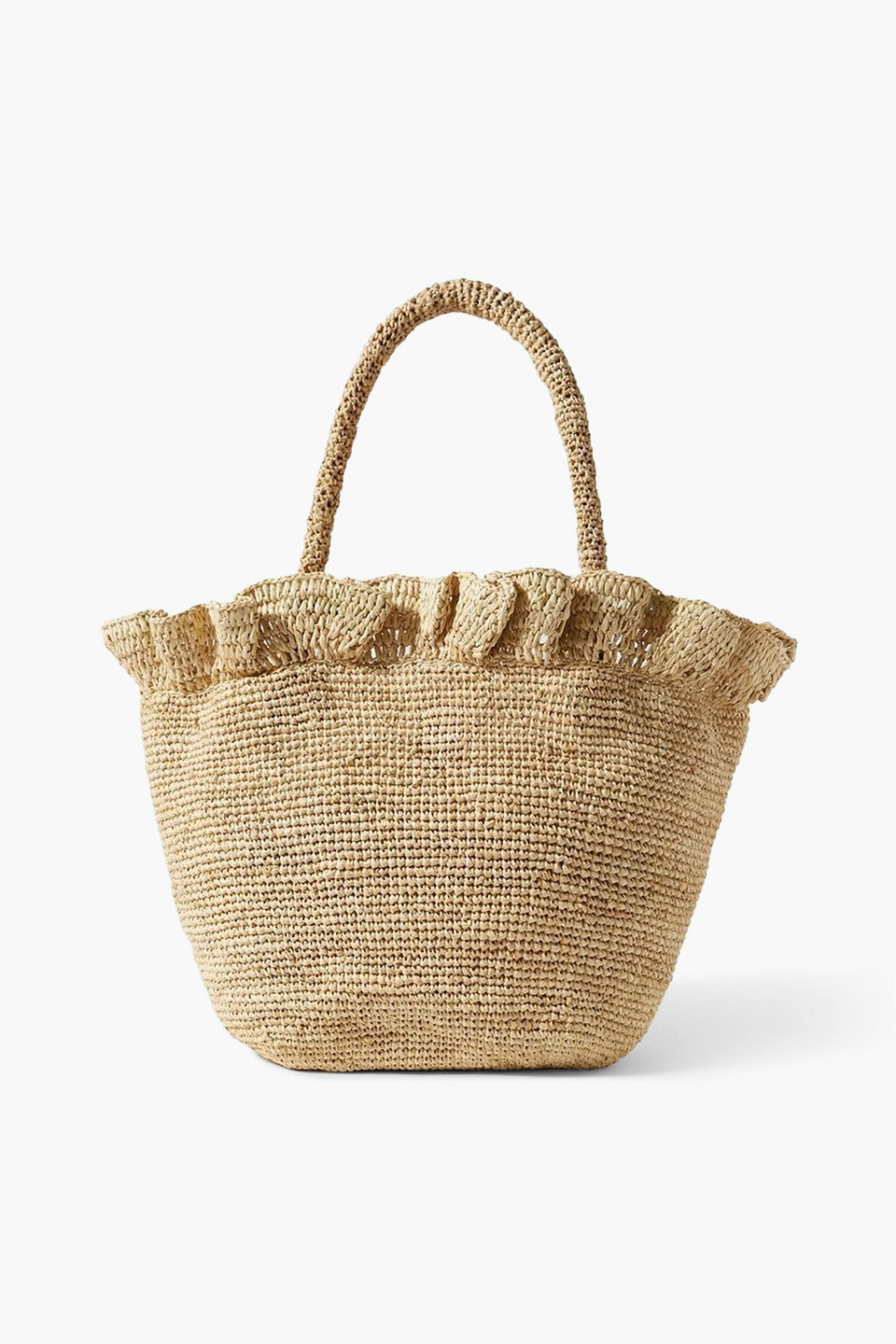 Loeffler Randall Cyrus Ruffled Raffia Tote In Beige