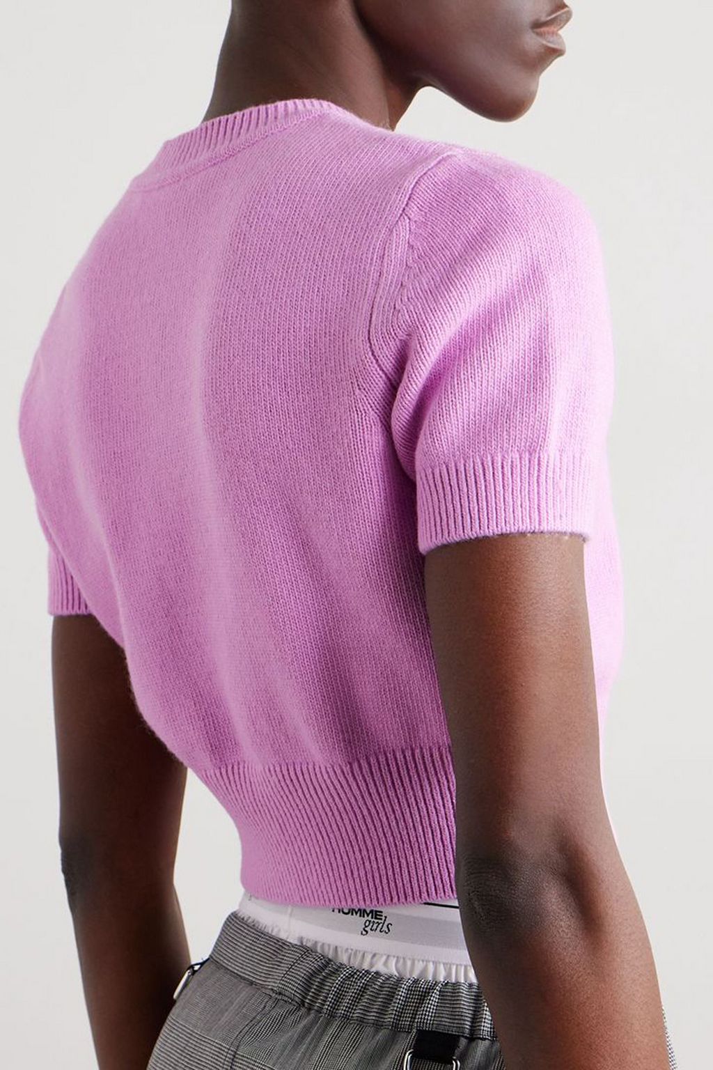 ALEXANDERWANG.T Embossed cotton and wool-blend cropped sweater