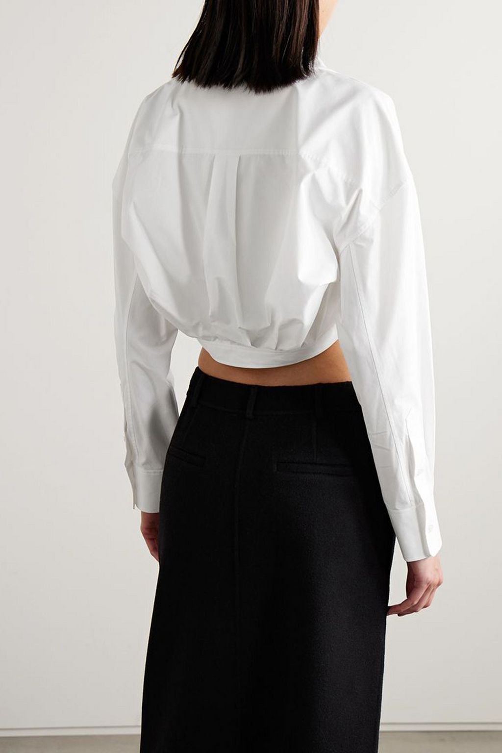 ALEXANDERWANG.T Cropped layered cotton-poplin shirt