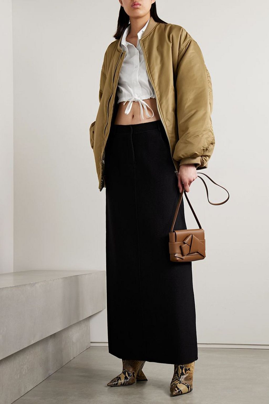 ALEXANDERWANG.T Cropped layered cotton-poplin shirt
