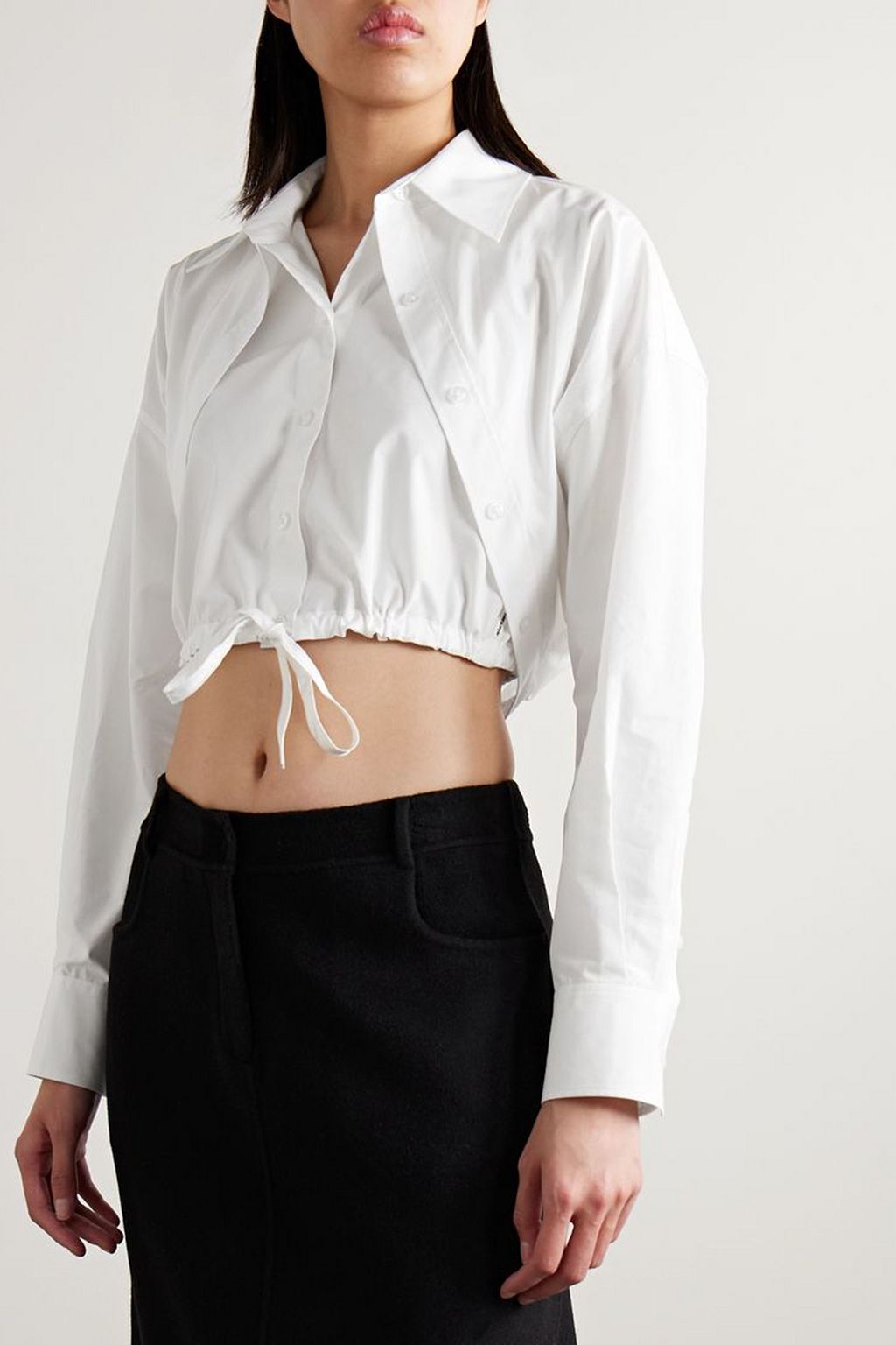 ALEXANDERWANG.T Cropped layered cotton-poplin shirt