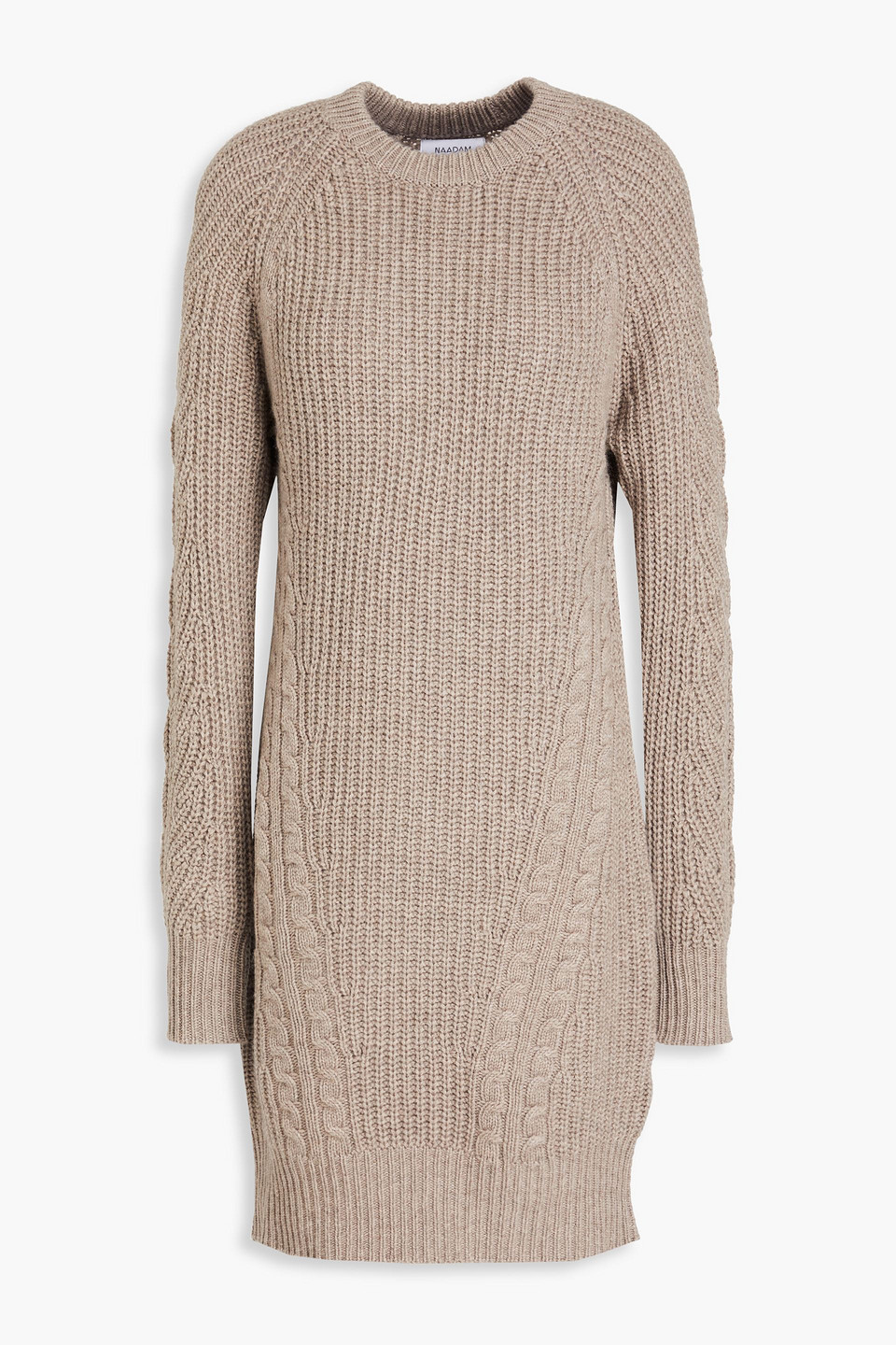 Cable-knit wool and cashmere-blend mini dress