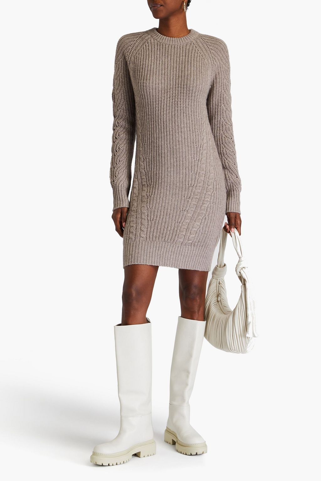 NAADAM Cable-knit wool and cashmere-blend mini dress