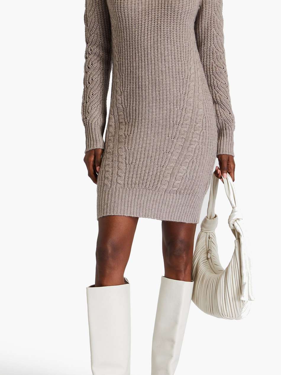 cable-knit wool and cashmere-blend mini dress
