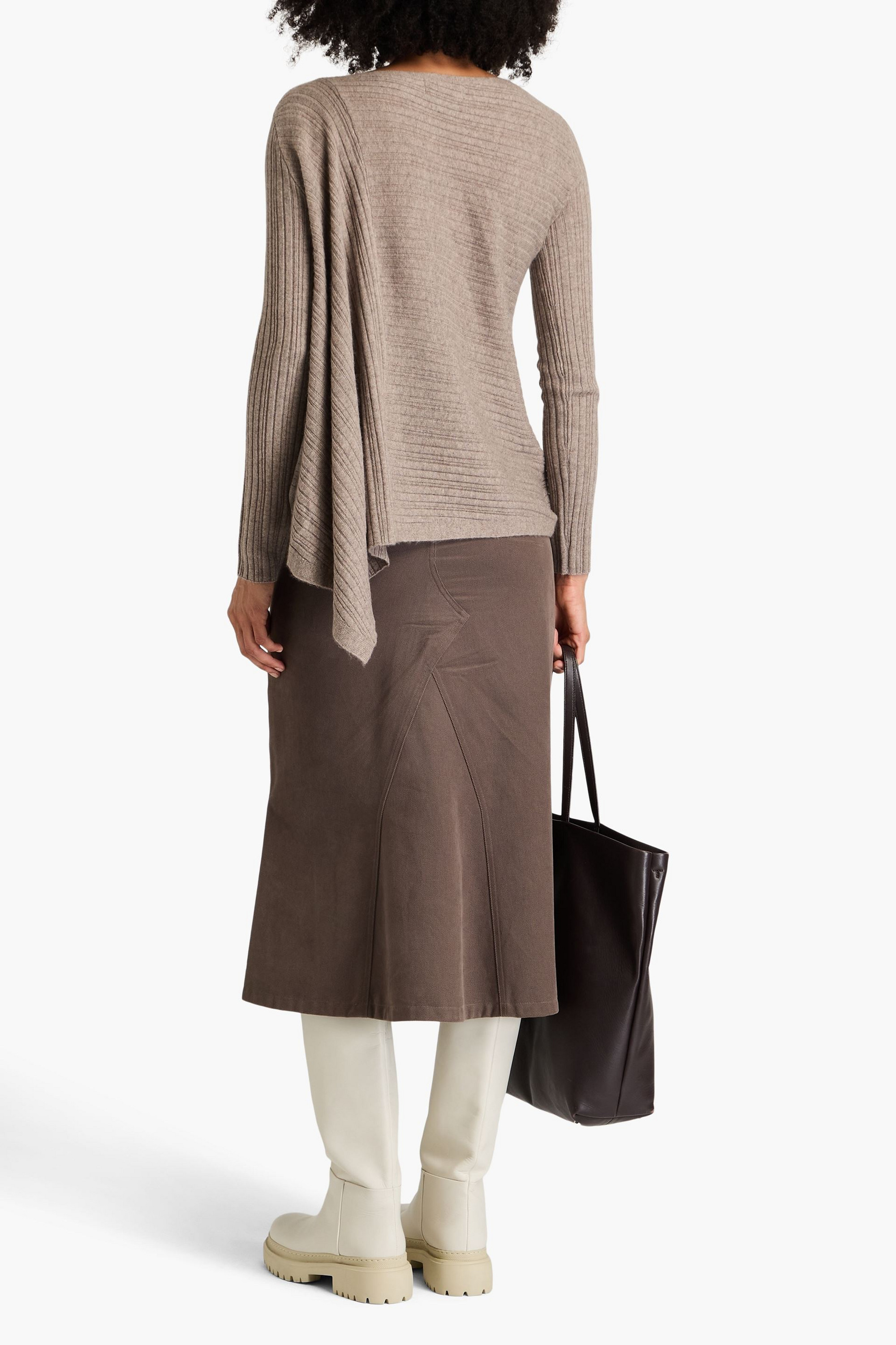 Naadam Asymmetric ribbed wool and cashmere-blend sweater