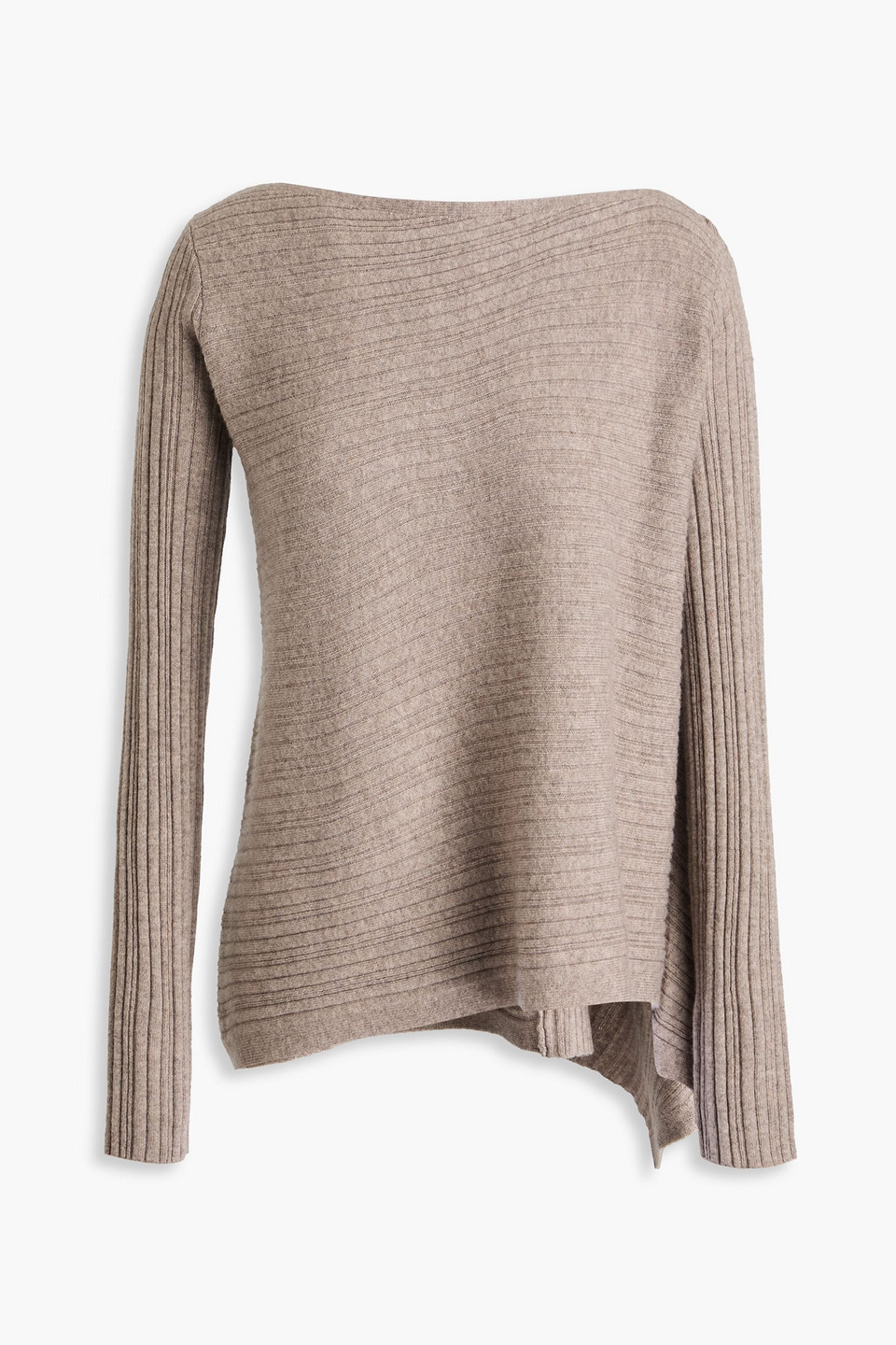 Asymmetric ribbed wool and cashmere-blend sweater