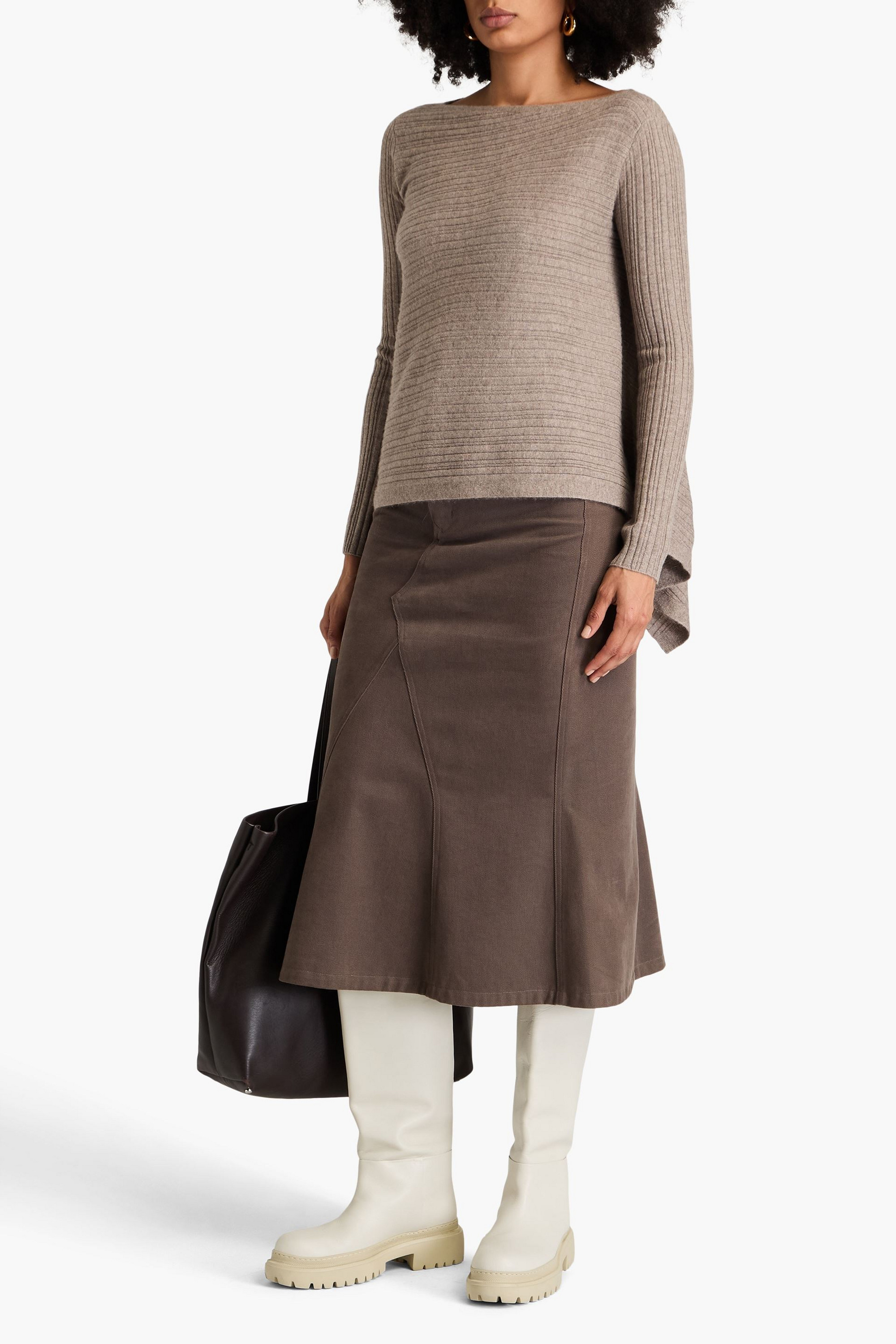 Naadam Asymmetric ribbed wool and cashmere-blend sweater