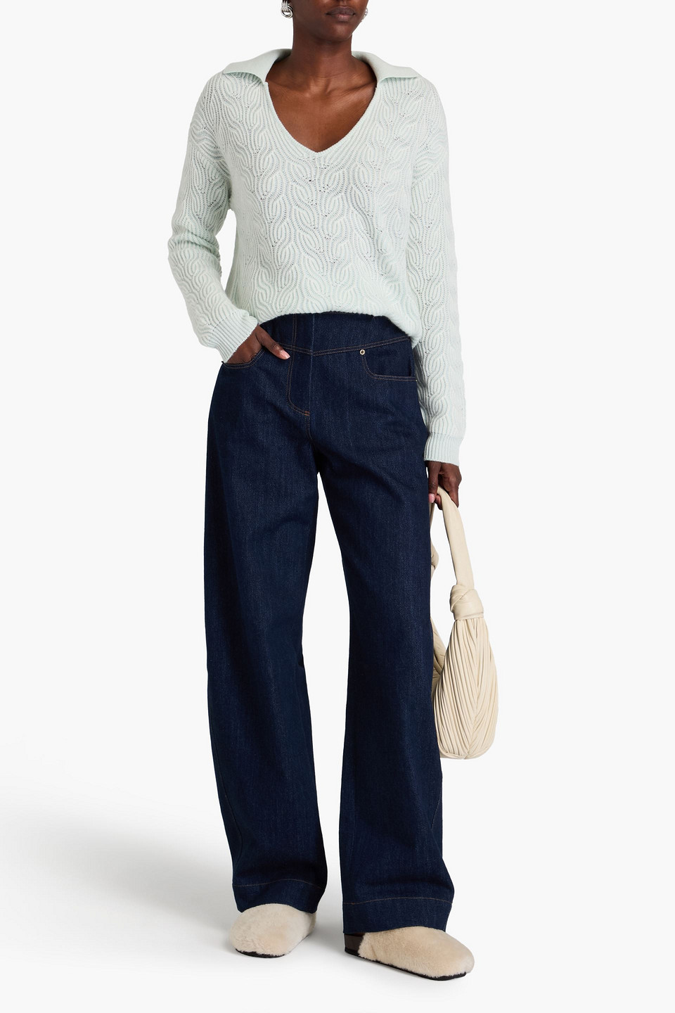 Shop Naadam Cable-knit Wool And Cashmere-blend Sweater In Mint