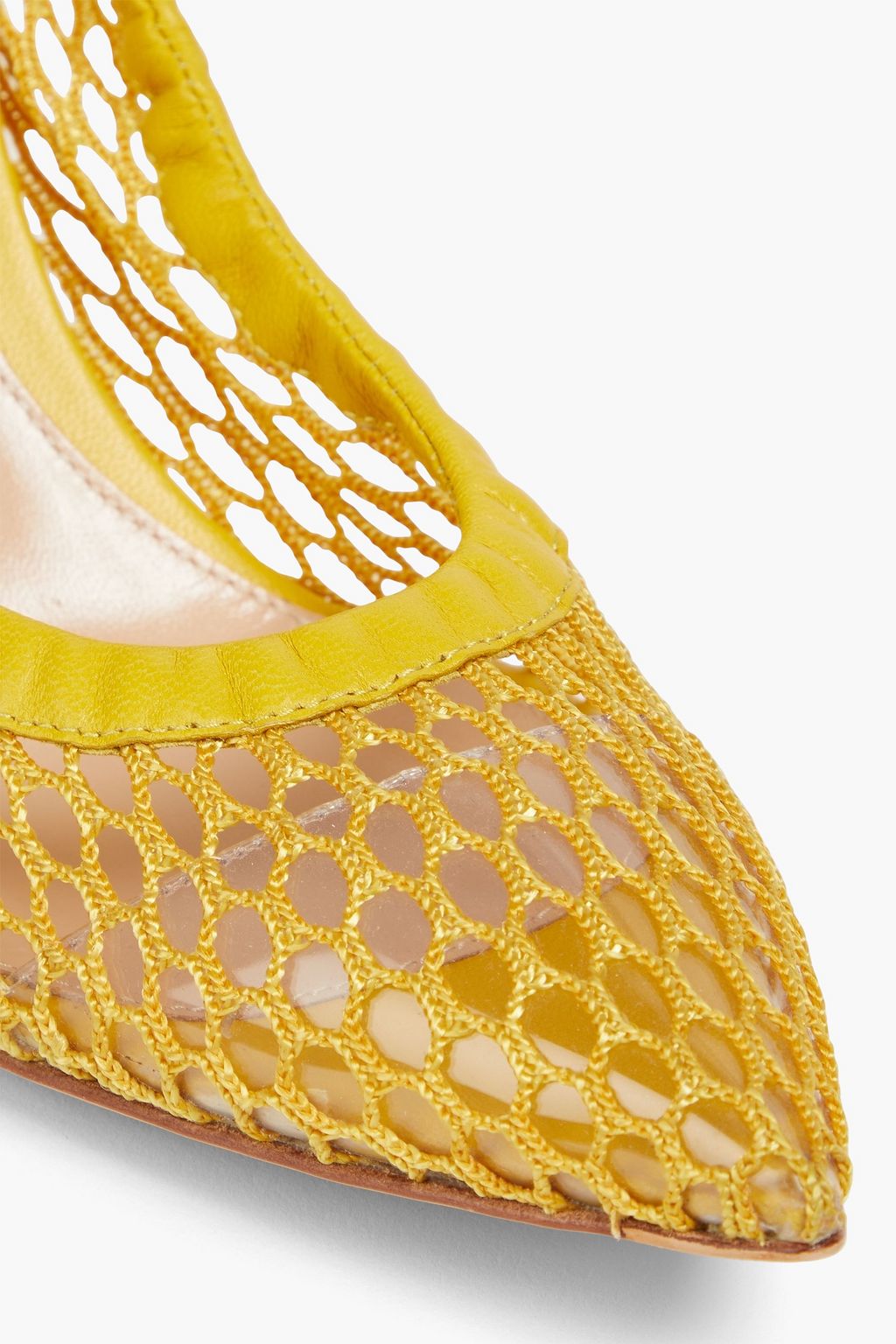 GIANVITO ROSSI Leather-trimmed fishnet pumps