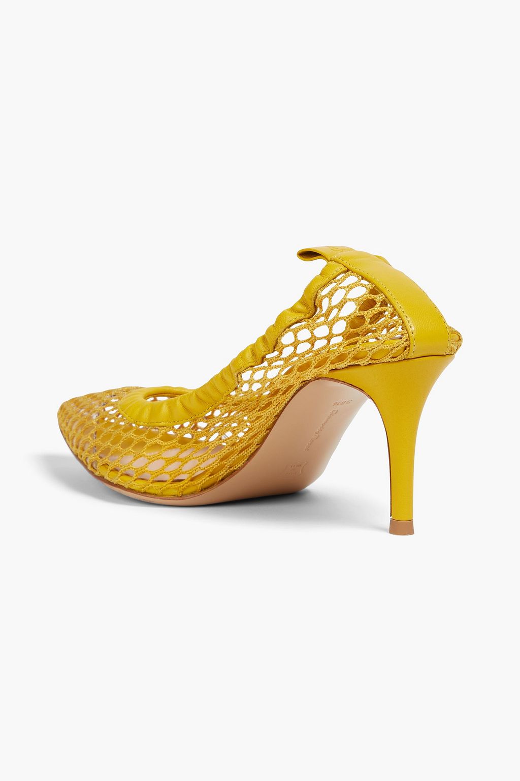 GIANVITO ROSSI Leather-trimmed fishnet pumps